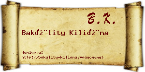 Bakálity Kiliána névjegykártya
